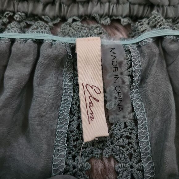 Savannah 7s Western Chic Elan Green Off-Shoulder Blouse‎ Lace Trim Women's Small - Picture 6 of 10